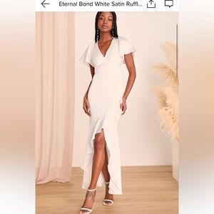 Lulus White Satin Ruffle Dress